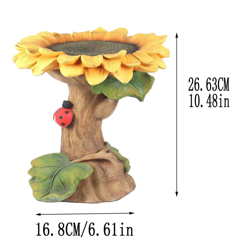 Polyresin Sunflower Bird Bath Indoor Outdoor Decorative Ornaments Bird Feeder