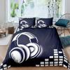 Пододеяльник с принтом наушников, музыкальный геометрический узор, пододеяльник для мальчиков и подростков, двуспальный, двуспальный, из полиэстера, стеганый чехол
