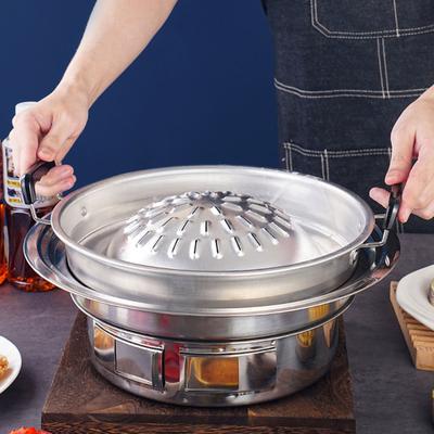 Тайская сковорода-гриль для барбекю 2 в 1 с антипригарным покрытием, равномерным нагревом, алюминиевая сковорода для хот-пота, гриль на углях, для газовой плиты, баллонной газовой плиты