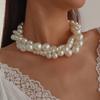 Tooxika Retro Elegant Fashion Choker Necklace Exaggerated Pearl Geometric Personality Temperament Necklace