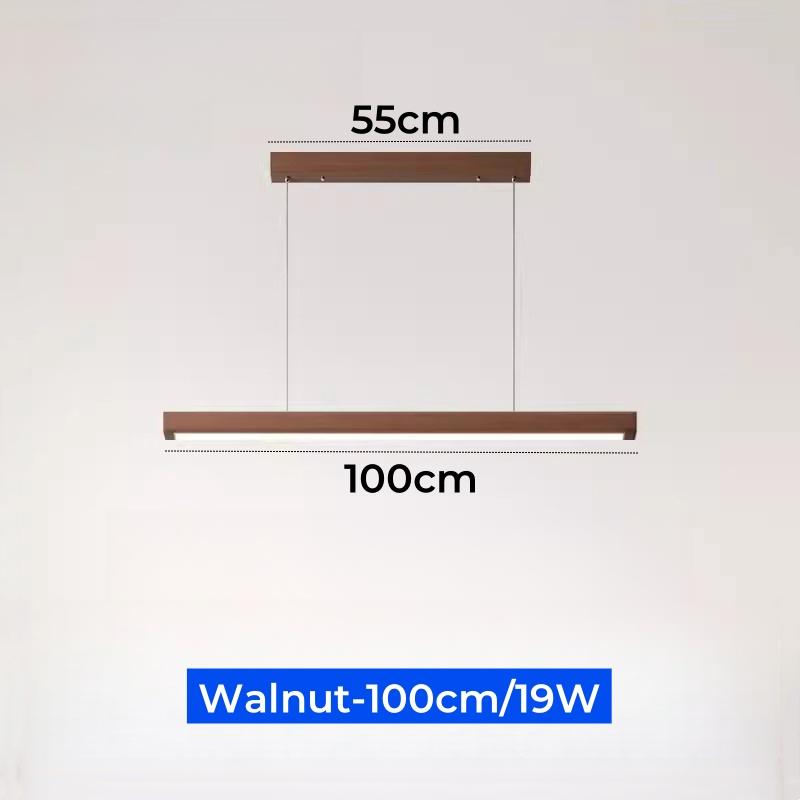 Светодиодный подвесной светильник из скандинавского дерева, простая потолочная люстра с регулируемой яркостью, для столовой, кухни, длиннополосный подвесной светильник
