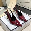 Мода Новые Женские Красные Черные Туфли-Лодочки Дизайнерская Мода Мелкие Слипоны Босоножки Слингбэк Тонкий Высокий Каблук Платье Сексуальные Туфли-Лодочки