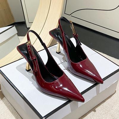 Мода Новые Женские Красные Черные Туфли-Лодочки Дизайнерская Мода Мелкие Слипоны Босоножки Слингбэк Тонкий Высокий Каблук Платье Сексуальные Туфли-Лодочки