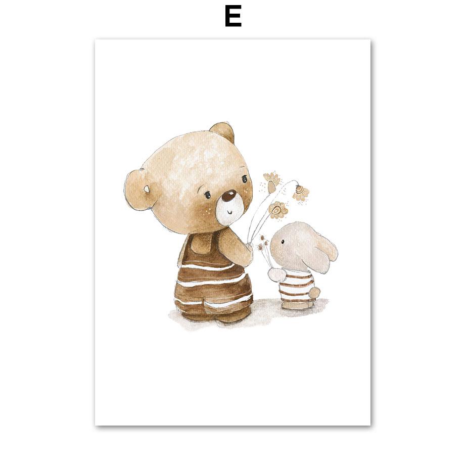 Бохо Лев Кролик Медведь Слон Сова цветок настенная живопись холст картины постеры и принты мультяшные картинки для декора детской комнаты