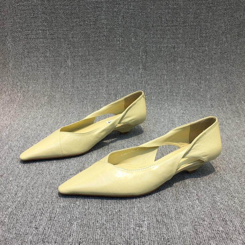Fashion Blue Pointed Toe Shoes for Woman 2024 Yellow Women's Summer Footwear Low Heel Elegant Moccasins Office White E Chic Point Trend