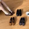 Premium Retro Double-breasted Woolen Mary Jane Shoes Women's 2025 Autumn and Winter New Versatile Flat Single Shoes Grandma Shoes