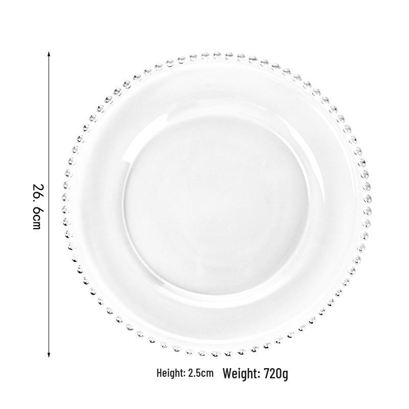 Gold-Edged Glass Beaded Salad Plate for Weddings and Banquets