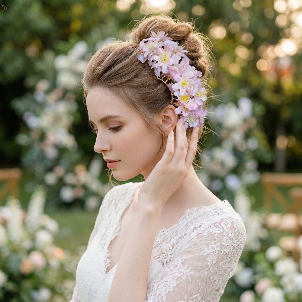 Bohemian Simulation Flower Hair Fork Cloth Side Clip Headdress Chinese Style Hairpin Daily Wear
