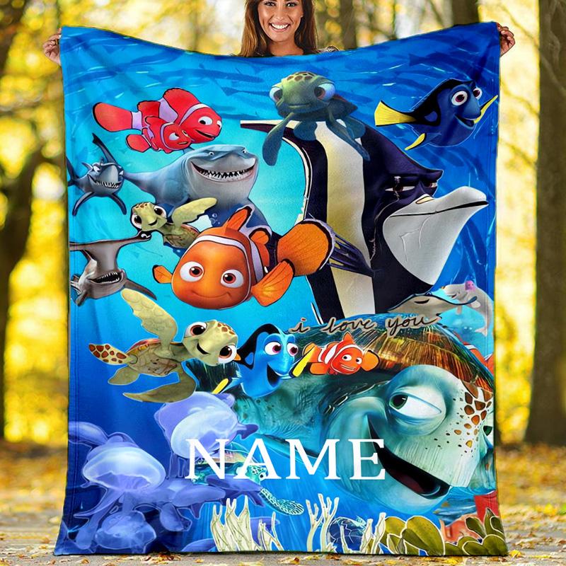 Customizable Nemo Throw Blanket – Personalized Name, All-Season Cozy Snug Blanket, Machine Washable, Personalized Blanket