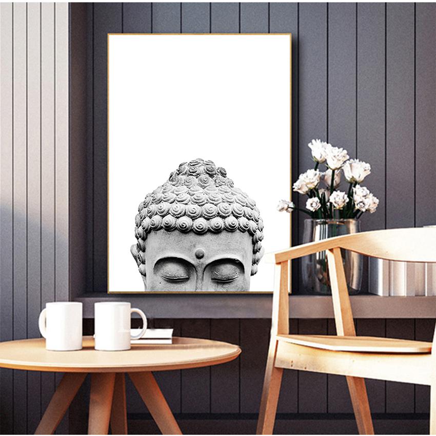 Настенная картина, картина, буддизм, домашний декор, голова Будды дзен, статуя, постер, мотивационные цитаты, печать на холсте, минималистский