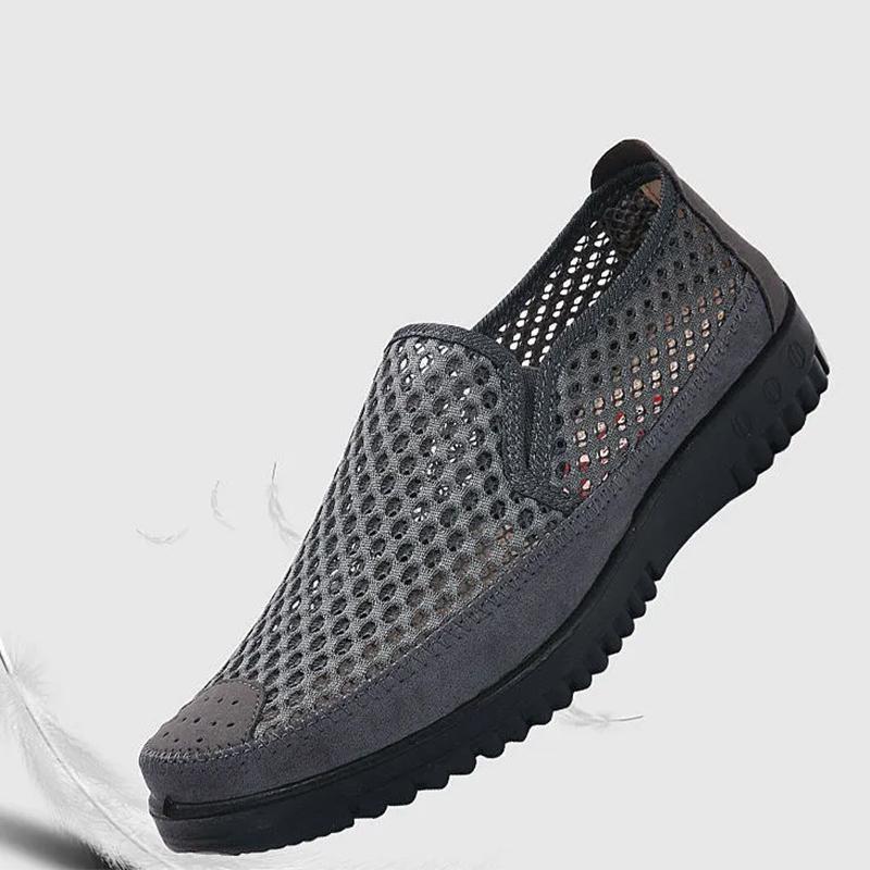 Мужские сетчатые туфли для работы, нескользящие повседневные туфли, дышащие летние туфли с мягкой подошвой