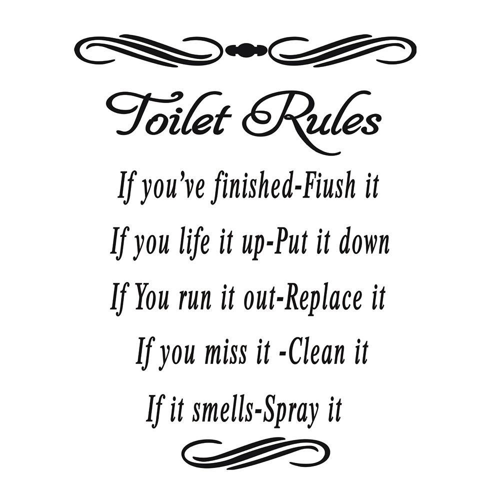 DIY Bathroom Wall Art Home Decor Quotation Decals Wall Stickers Mural Toilet Rules