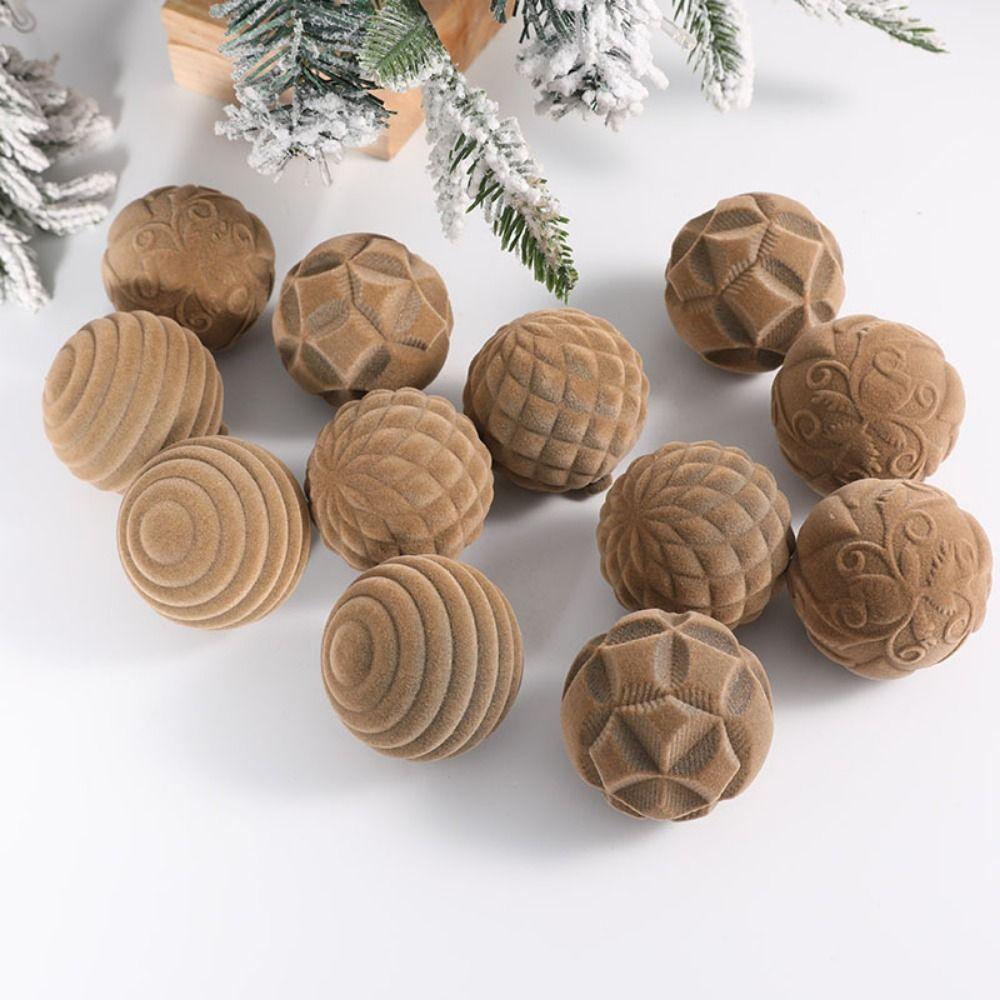 12pcs Plastic Flocked Christmas Tree Ball 6cm Christmas Tree Decorations  Engagements