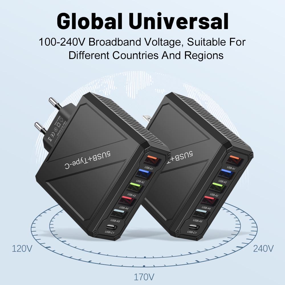 3.1A 5-портовое USB-зарядное устройство для мобильного телефона с вилками EU, US, UK, KR