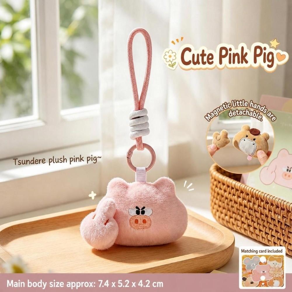 Magnetic Attraction Gesture Plush Pendant Keychain Cat Dog Pig Mouse Cartoon Plush Doll Gift
