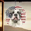 Patriotic Metal Wind Chime American Flag Bulldog Design Dual Direction Rotating Garden Decor No Power Needed Easy To Install