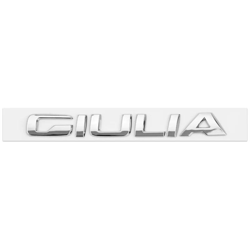 RZUD8 3D ABS Glossy silvery Black Q2 Q4 Ti Veloce Giulia Stelvio Letter Badge Trunk Emblem Car Stickers For Alfa Romeo Accessories