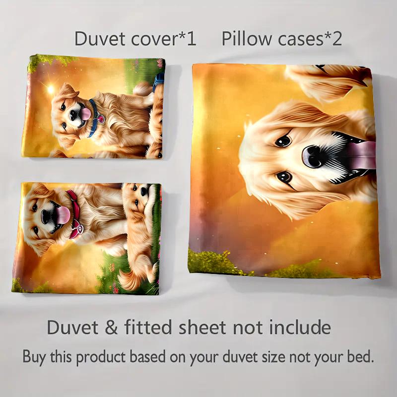 Golden retriever artwork Bedding Duvet cover sets Duvet covers Pillowcases gifts (1 * Duvet Cover 2 * Pillowcases, without duvet insert)