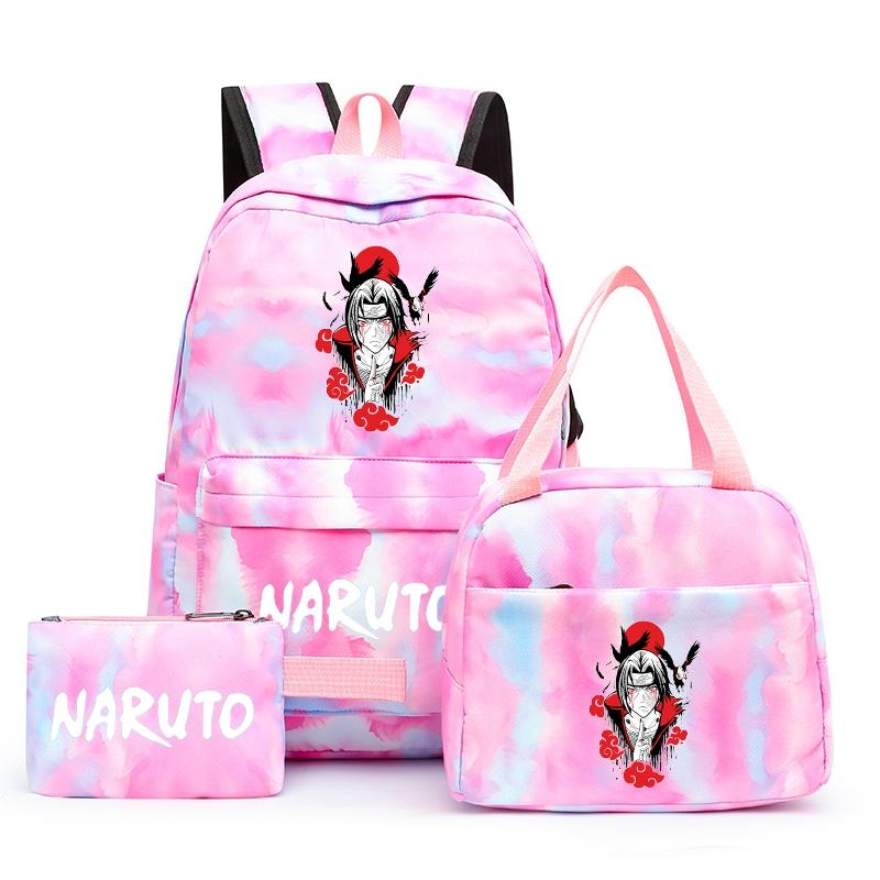 3Pcs/set Anime Naruto Backpack Back To Schoobag with Lunch Bag for Teen Gir Boy Student Bookbag Men Women Leisure Travel Bag