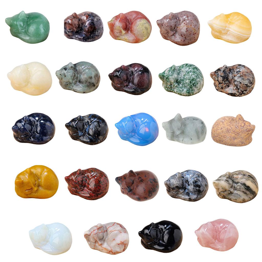 Натуральный кристалл спящая кошка резьба кристаллы спящая кошка статуэтка ручная работа каменное искусство фигурка для домашнего декора подарок