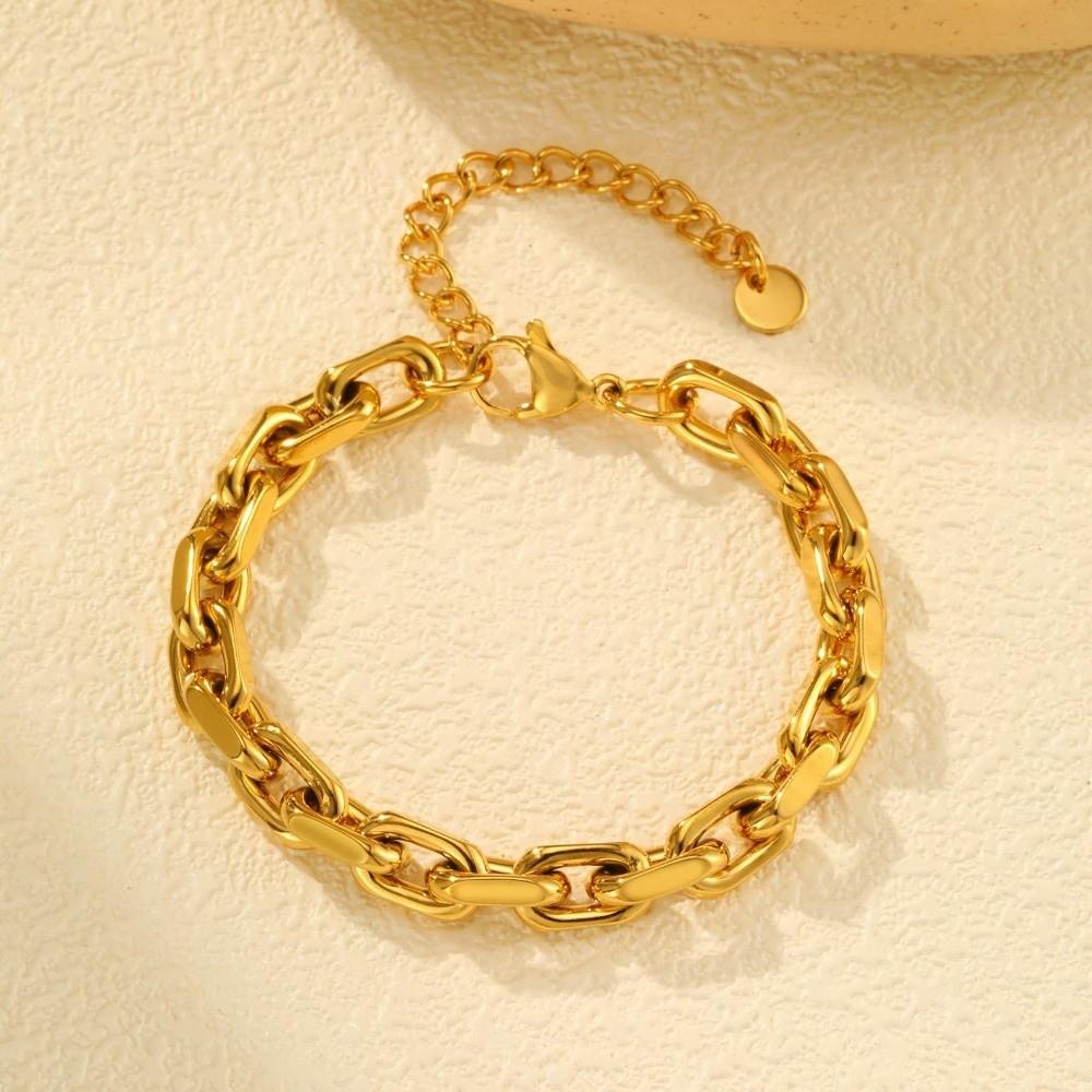 Stainless Steel Link Chain Bracelet Rectangular Chain Stainless Steel Hand Chain  Women
