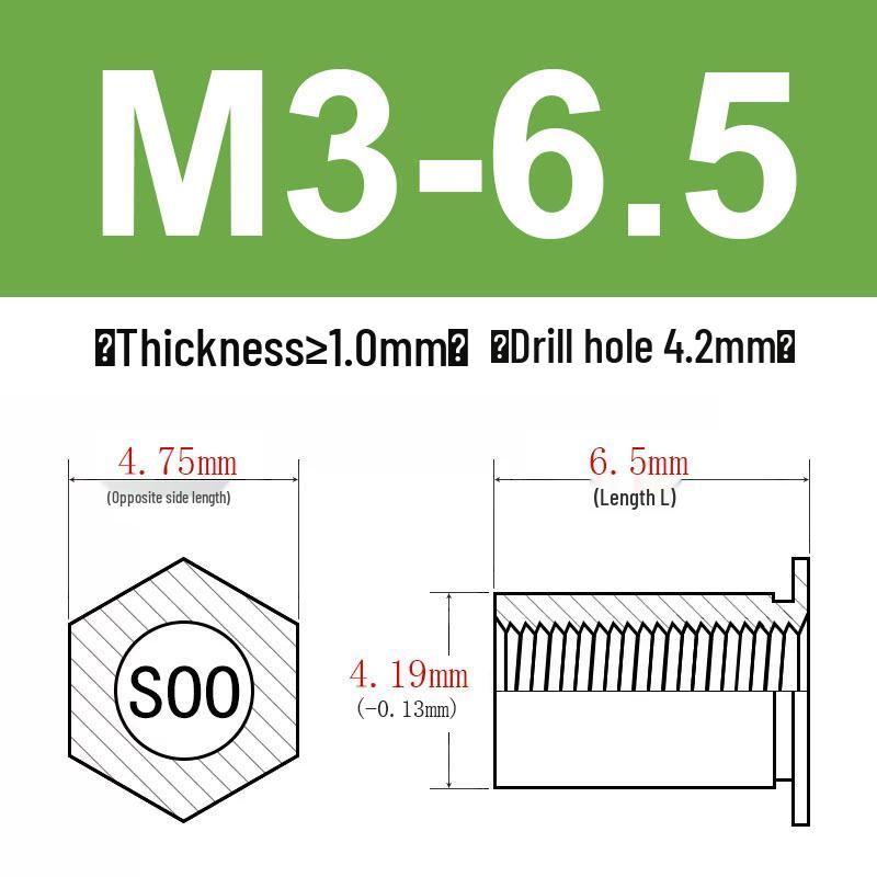 Шестигранные Заклепочные Гайки-Болты M2-M8, Резьбовой Стержень с Цилиндрической Головкой