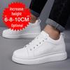 Мужские белые кроссовки с толстой подошвой, увеличивающие рост, с невидимой внутренней платформой и в повседневном стиле, доступны большие размеры, увеличение на 10 см.
