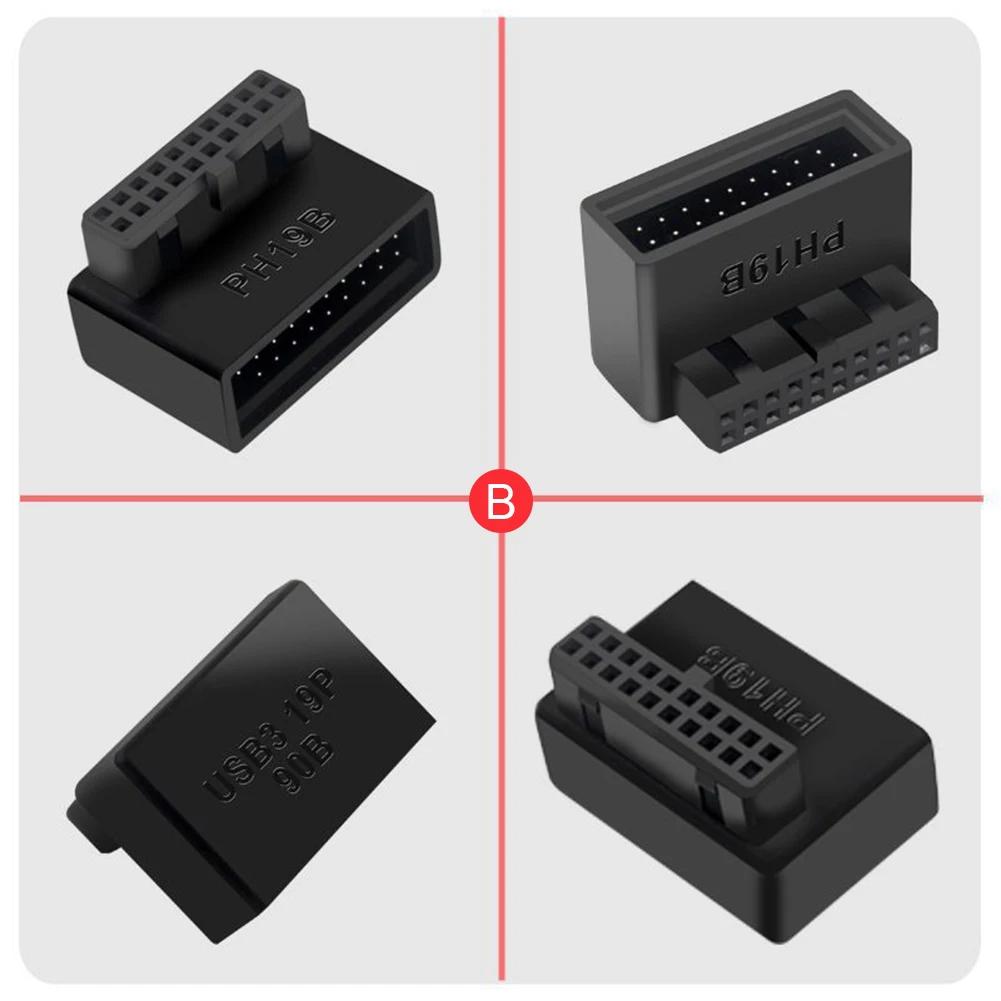 USB 3.0 19/20pin Male To Female Extension Adapter Angled 90 Degree Converter for Motherboard Connector Socket PH19A