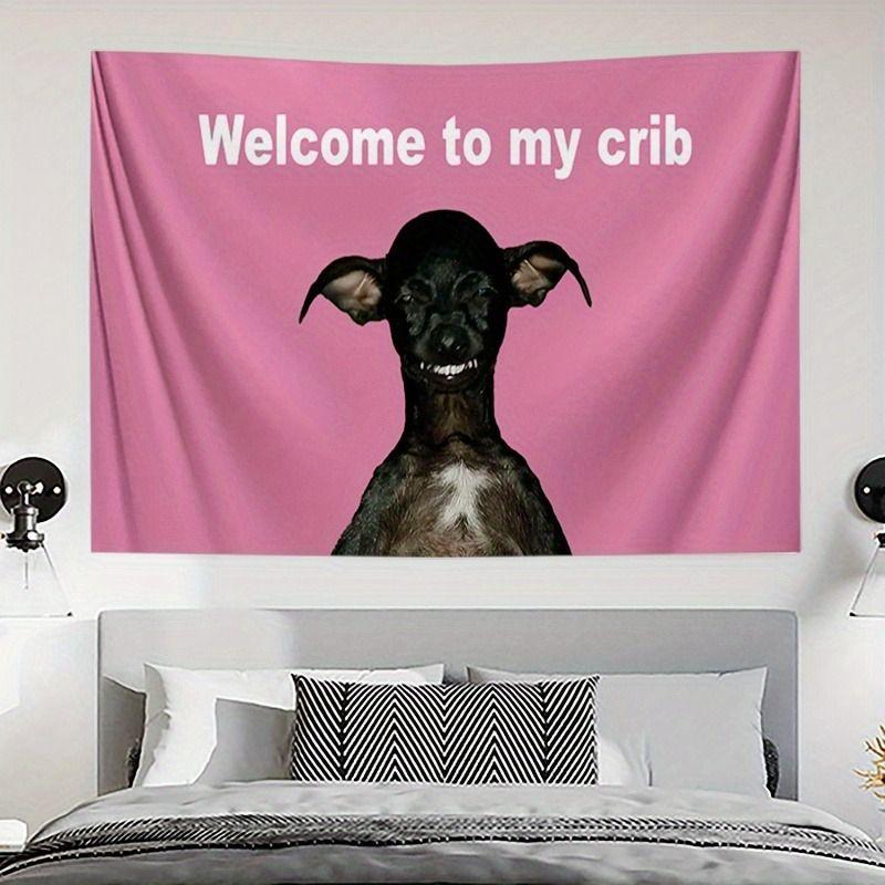 Funny Hairless Cat Meme Tapestry Welcome to My Cabin Wall Hanging Bedroom Dorm Home Decor Gift