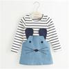 Cotton Dress Girls Long Sleeve Stripe Children Princess Dresses Girl Cute Denim Dress