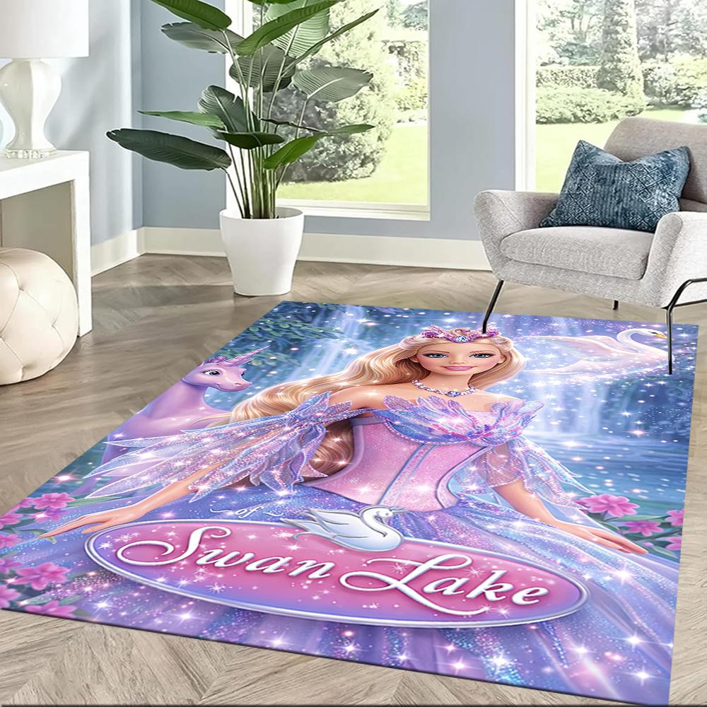 Barbie In Rainbow Fantasy Square rugs are a great choice for living rooms, bedrooms, home décor, and as gifts.