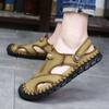 Летние мужские кожаные пляжные сандалии большого размера Мужские сандалии с закрытым носком