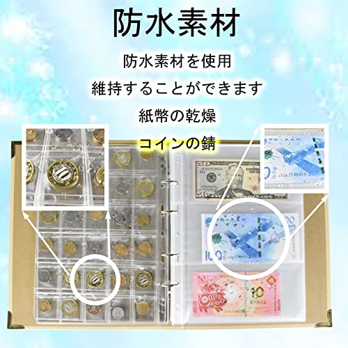 6KJFEIWG Альбом для монет Футляр для коллекции памятных монет (Держатель для банкнот мира на 180 карманов 300 монет) Пластиковый альбом для монет