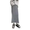 Women Maxi Skirt Elastic High Waist Hip Wrapped Long Skirt Solid Color Casual Knitting Skirt Daily Wear