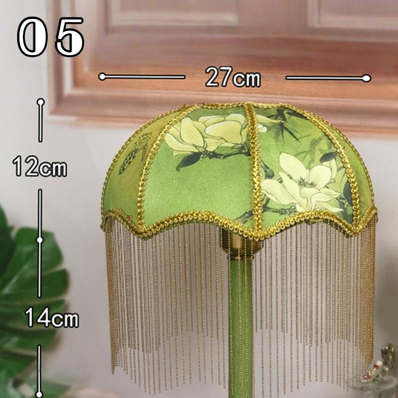 Retro Flannel Fabric Art Lampshade Luxury Pastoral E27 Bedroom Bedside Table Lamp Shade Hotel Home Decor Tassel Light Cover