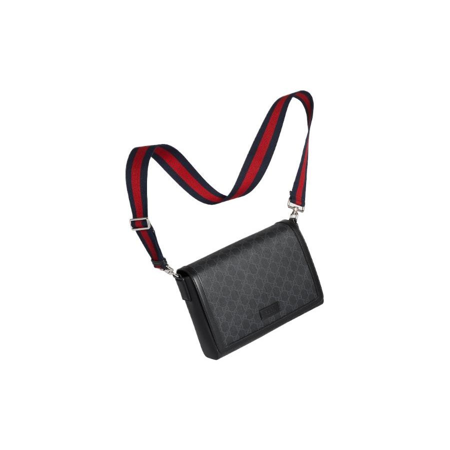 Gucci Letter Logo Magnetic Flap Closure Canvas And Leather Shoulder Crossbody Bag Men bags Black 771167-K5RLN-1095
