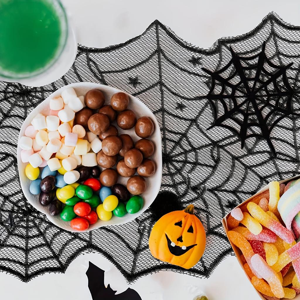 4Piece/Set Halloween Tablecloth Spider Web Fireplace Disposable Bat Spider Table Pulley Circular Tablecloth Lampshade Decoration