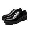 Fashion Korean Men Fashionable Pointed Lace Up Casual and Comfortable Leather Shoes Classic Black Men Thick Soled Anti Slip Oxford Shoes