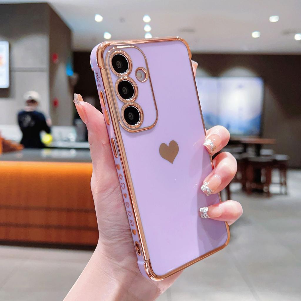 Подходит для Samsung S25ULTRA Боковая гальванизация Любовь Чехол для мобильного телефона A14 Силиконовый Все включено A54 Защитный чехол