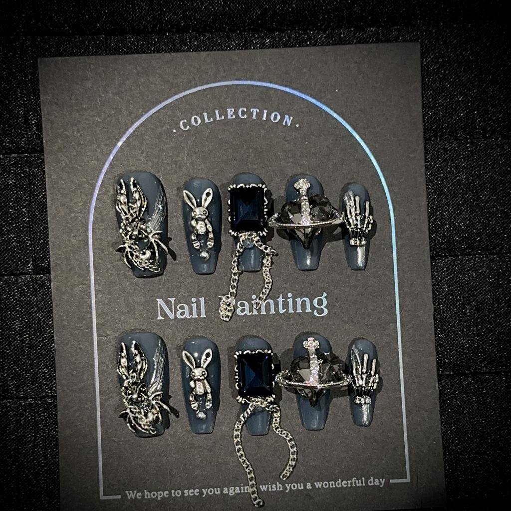 Средние ногти-пуанты, квадратные накладные ногти, френч тип, клей для ногтей с 3D-дизайном, многоразовые накладные акриловые ногти, полное покрытие, наклейки для ногтей для женщин