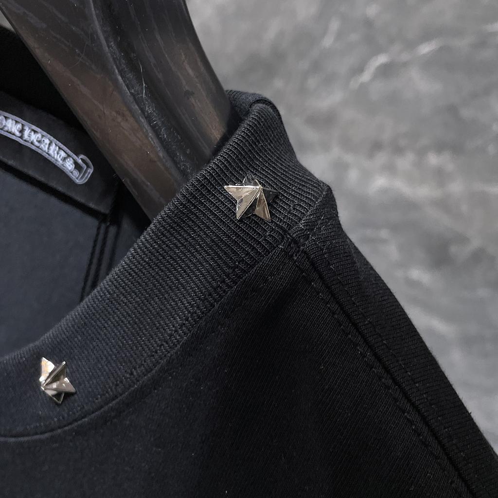 8956 CHROME HEARTS 2025 Summer New High Quality Cotton Round Neck Loose Large Size Men's and Women's T-shirt Couple T-shirt