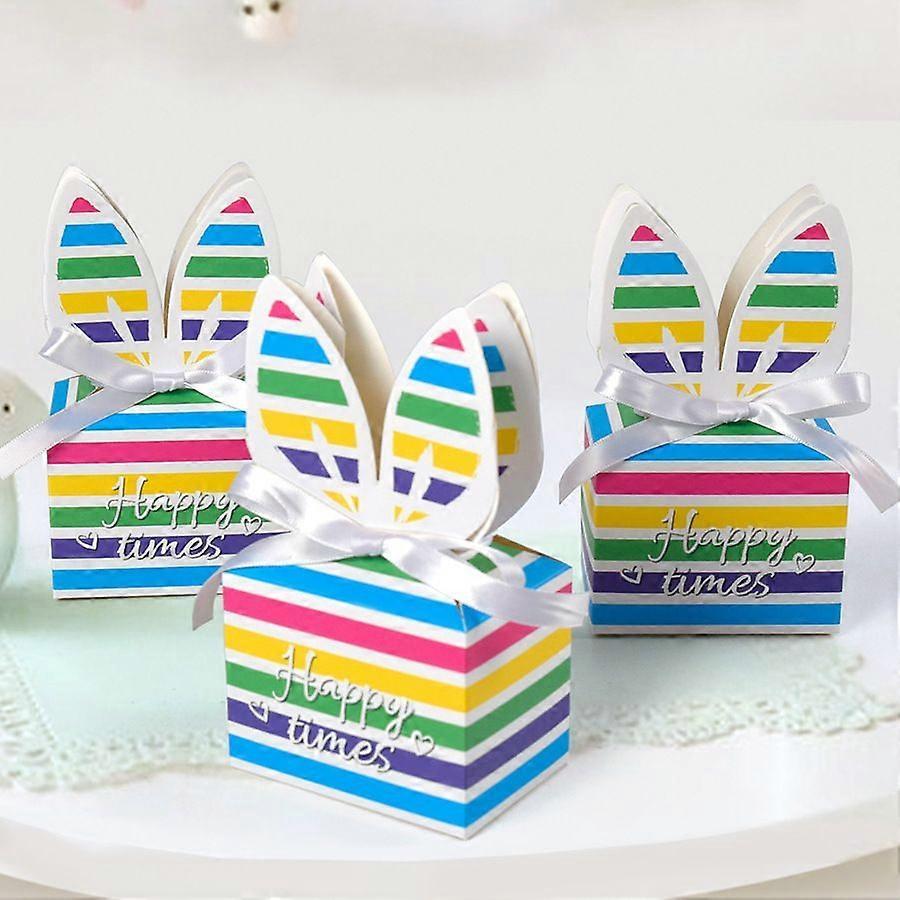 10pc Colorful Square Rabbit Gift Boxes - Easter Candy Wrapping Paper Packaging Boxes