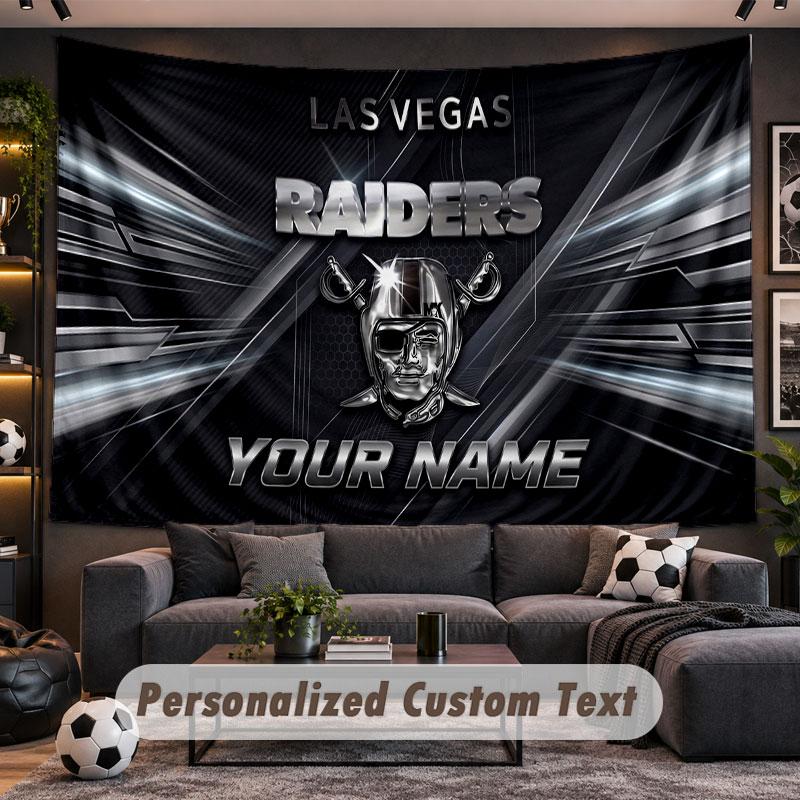 Wall Hanging Tapestry Custom NameLas Vegas Raiders Pattern Personalized Printed Fabric Wall Decor