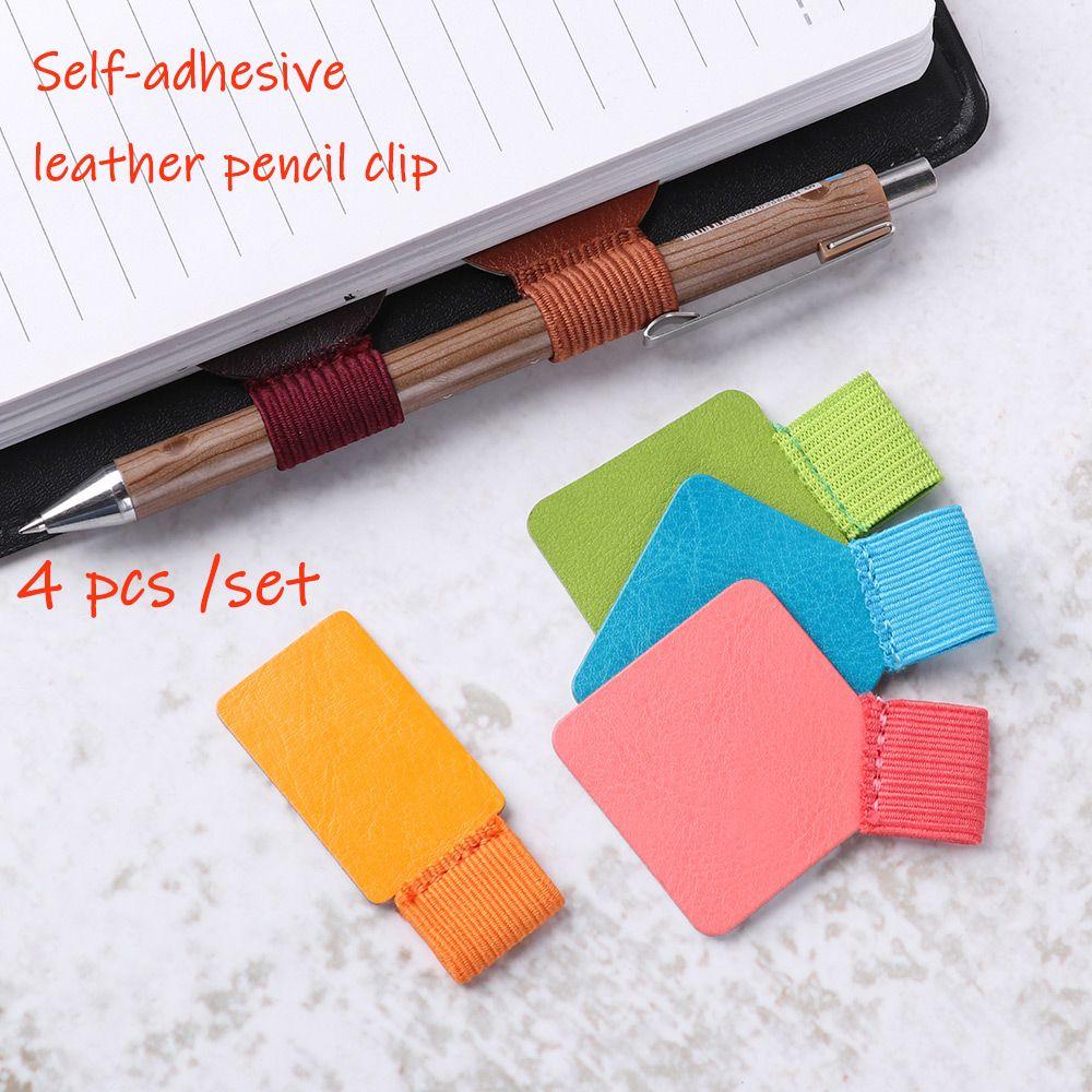 Notebook Accessories Self-Adhesive Self-adhesive Pens Holder Pen Clips Leather Pencil Elastic Loop