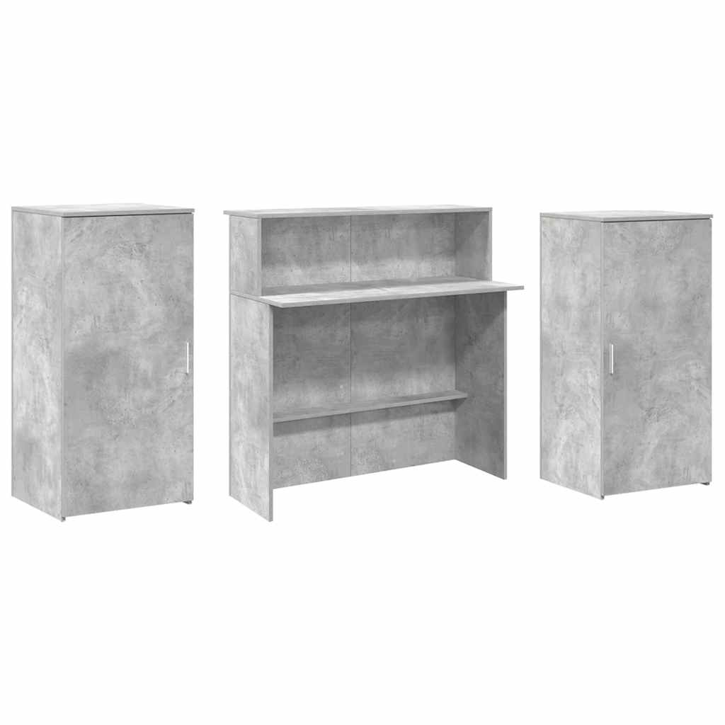 Biurko Recepcyjne Betonowe Szare 200X50X103,5 Cm Drewno Klejone