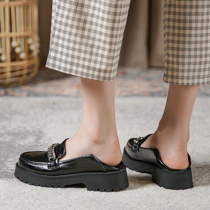 Женские маленькие кожаные туфли, женские туфли на высоком каблуке в британском стиле, женские туфли Мэри Джейн на массивном каблуке с круглым носком