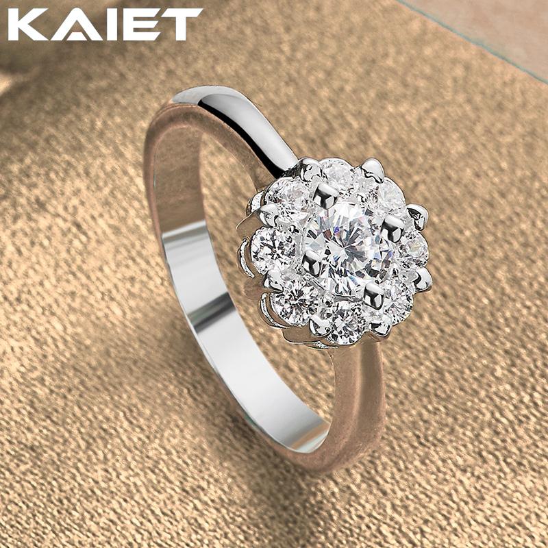 925 Silver Color Flower Crystal 7-10 Ring For Women Fashion Accessories Jewelry