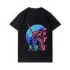 Plus Size Evangelion Printed Men T Shirts Round Neck Cotton Tops Summer Anime Casual Black Tees