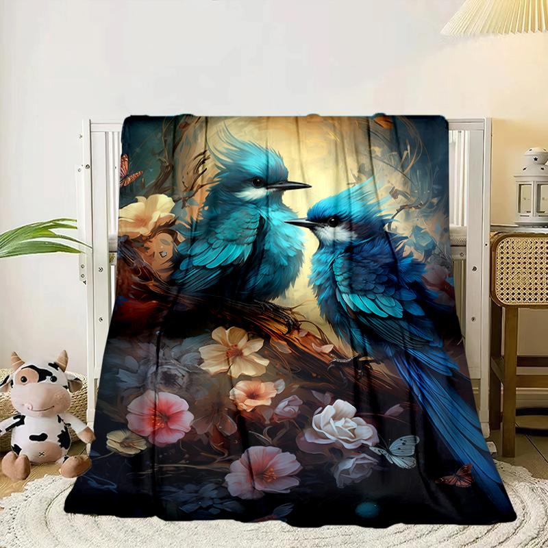 Blue Birds In Blossoms Blanket Flannel Blanket Throw Blanket Sofa Cover Blanket Soft Premium Blanket Picnic Blanket Tv Blanket Gifts
