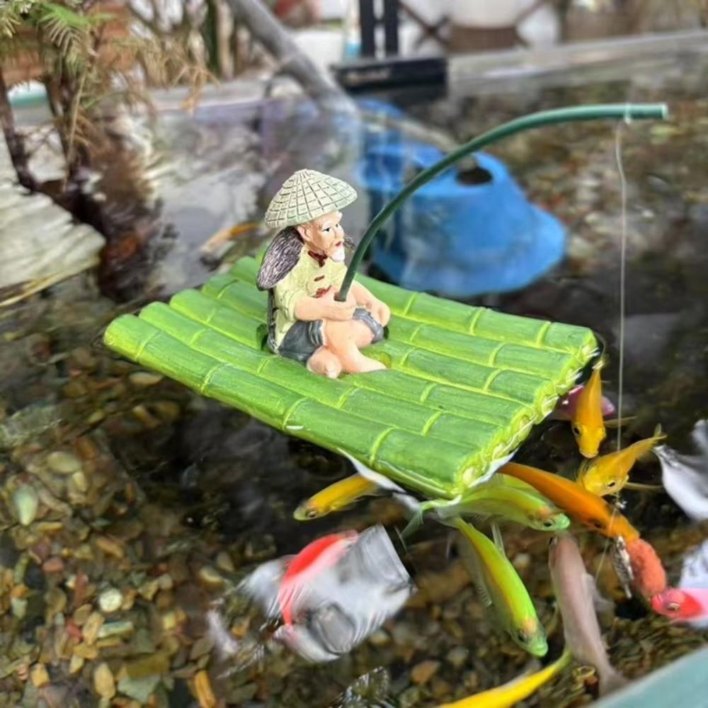Realistic Fisherman Figurine Miniature Fish Tank Decorations Aquarium Decor Aquarium Use